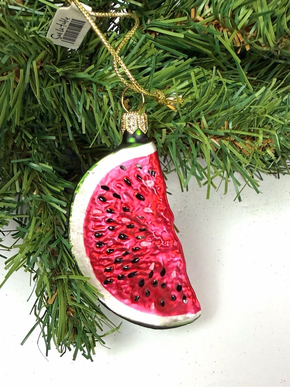 Glass Christmas Ornament Watermelon made in Poland for Sur La Table